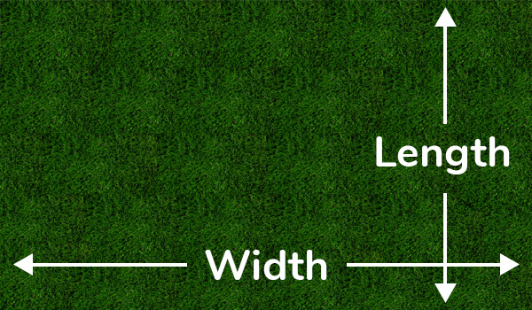 Image showing width and length dimensions on turf